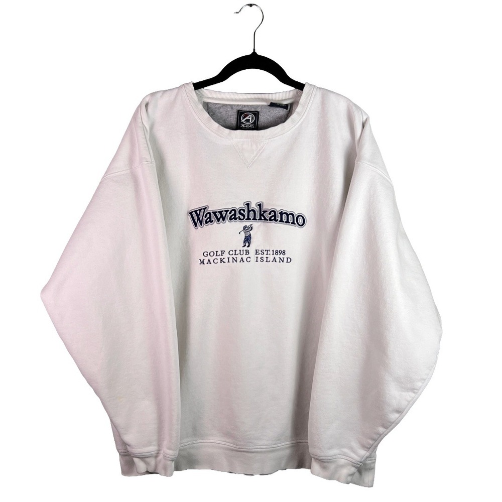 Vintage 90s Ahead Wawashkamo Golf Club Sweatshirt XL White Preppy